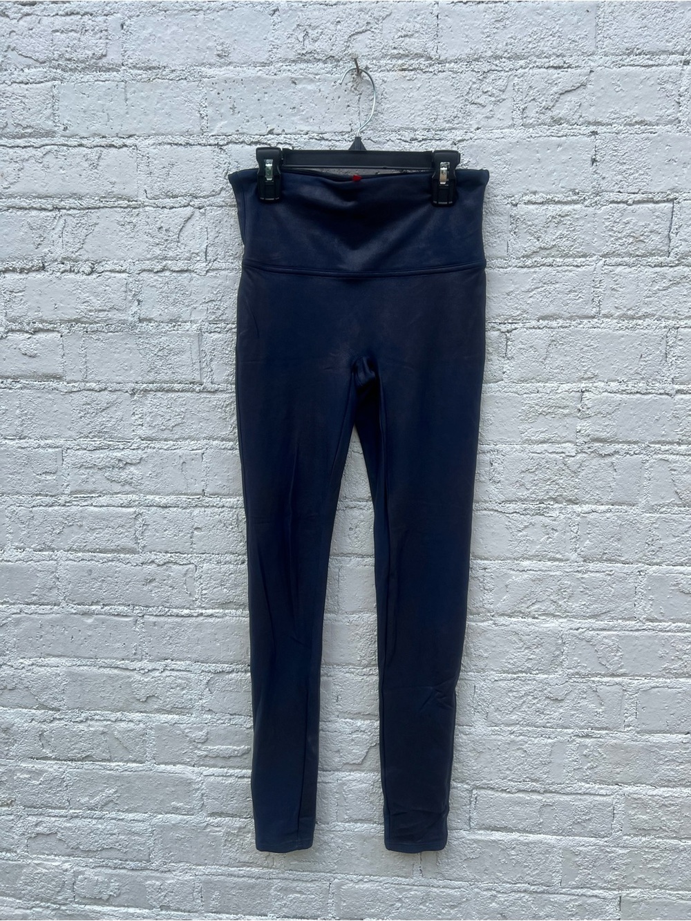 Spanx High-Waist Navy Faux Leather Leggings